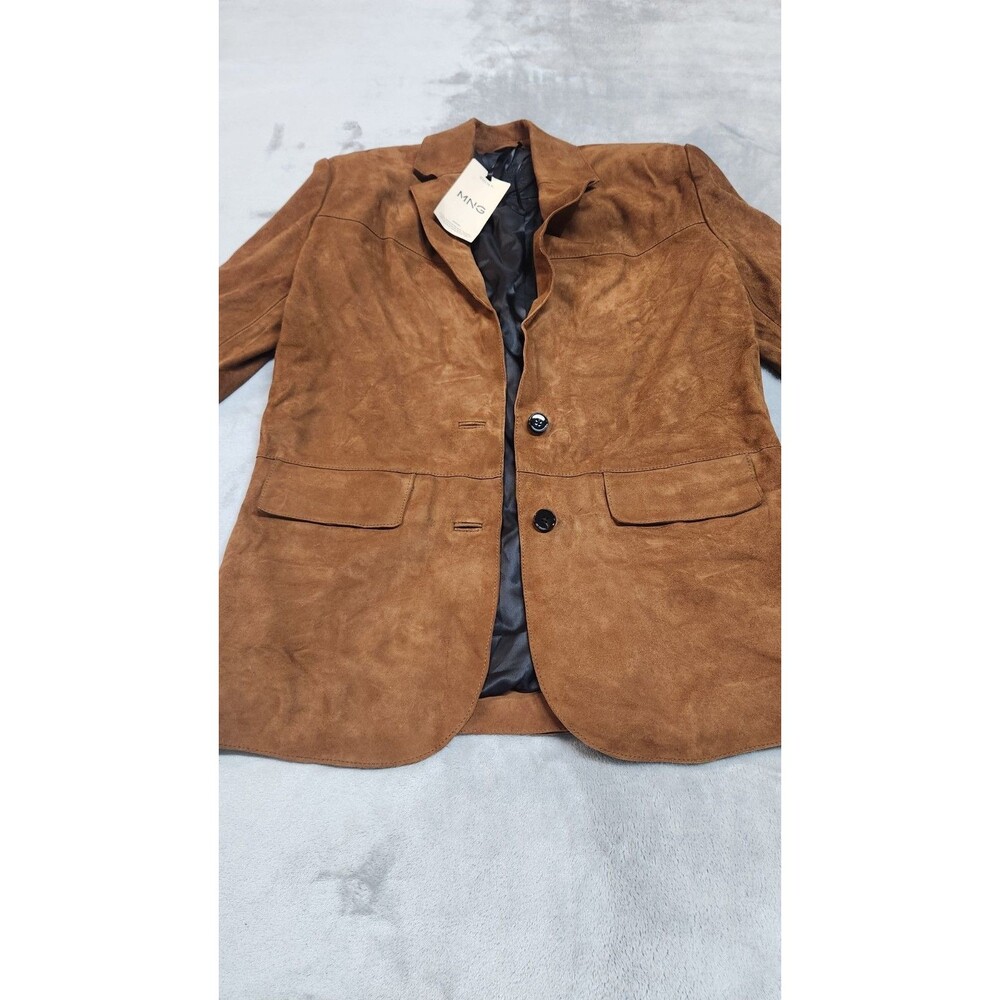 Mango Women's Size XS Straight Suede Blazer‎ NWT 100% Leather